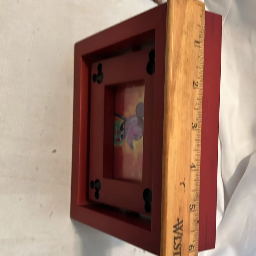 New.  Disney Reversible Mickey Mouse frame with mouse cut details. Nice redwood - Picture 12 of 12